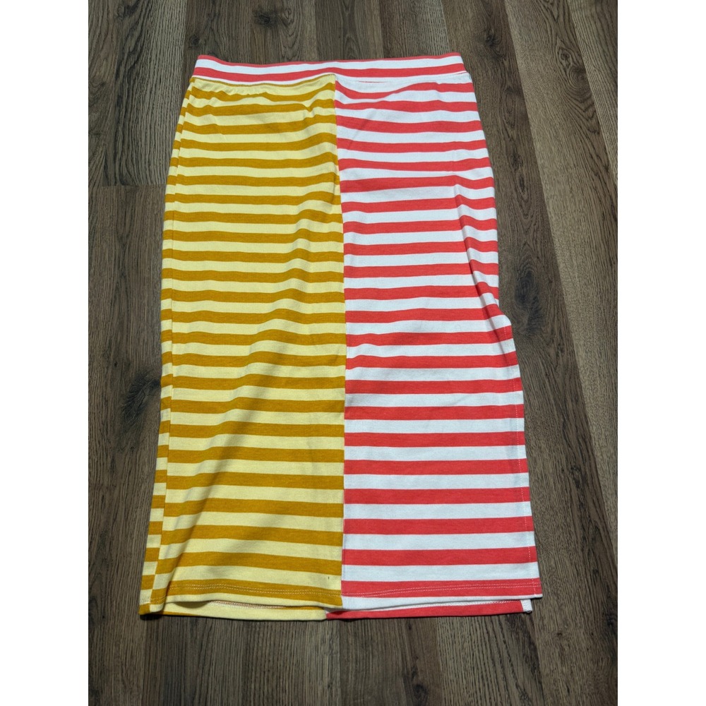 Ascot + Hart Midi Skirt Womens Large Multicolor Striped Casual T2766JSK41 New